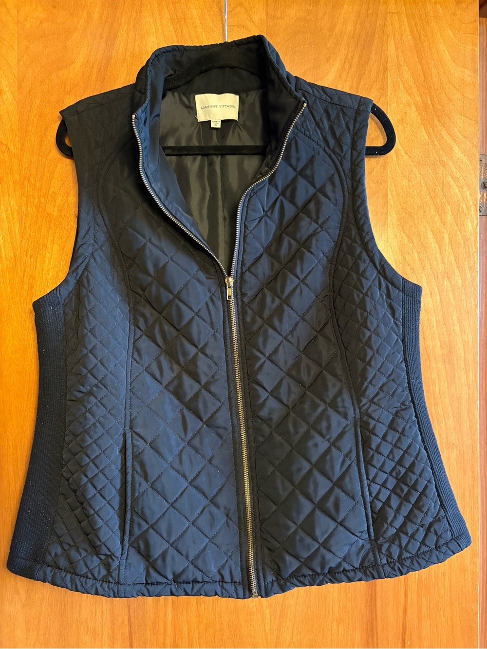 Adrienne Vittadini Quilted black Sleeveless Zip Vest